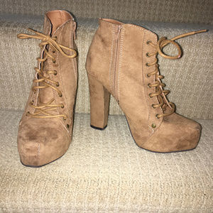 Brown Lace Up Platform Boots
